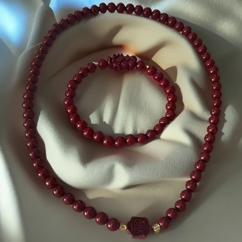 含辰砂工艺品紫砂双圈+貔貅朱砂手串卡6mm 1-72（拍一发二）