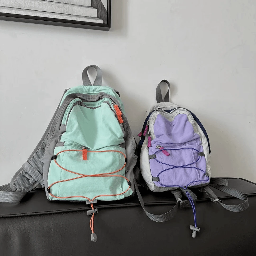 2025户外双肩包男撞色登山包野餐书包轻便旅行包轻薄徒步小背包女