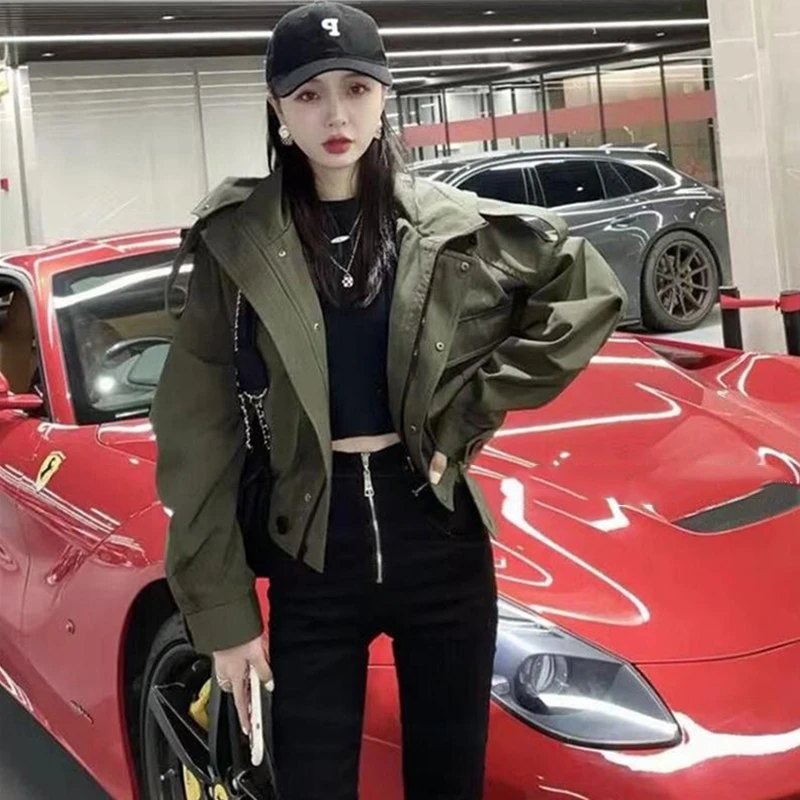 工装短款风衣外套女士春季2023新款小个子夹克上衣超酷炸街冲锋衣