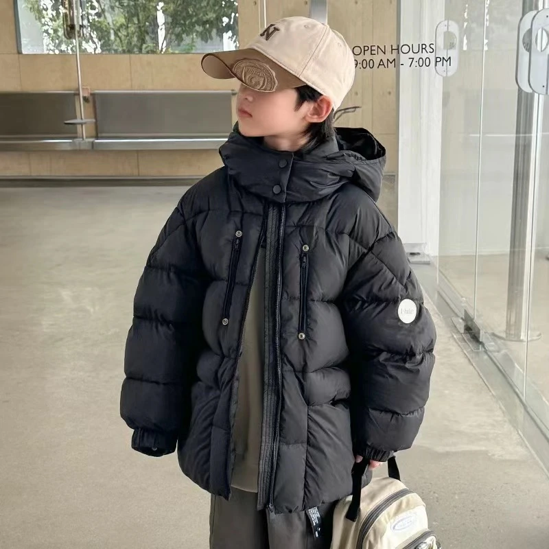 韩2024冬【X】9月30日  儿童时尚潮酷黑色棉服5912-