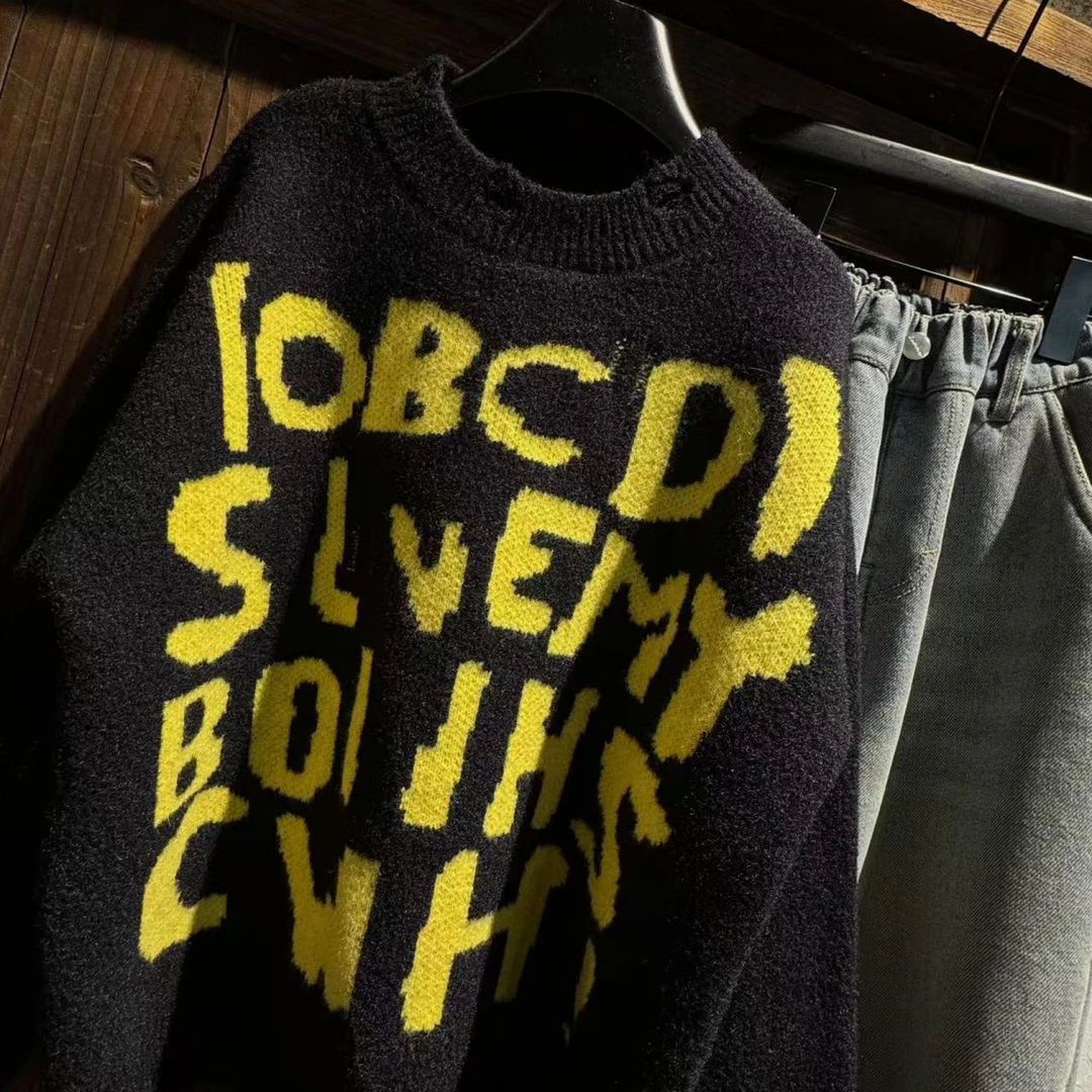 2024冬【Y】11月21日 儿童男童女童黑色加绒加厚毛衣521-