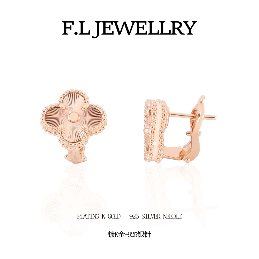 铜合金耳饰 CNC精工 轻奢中花镭射款耳拍  G0016