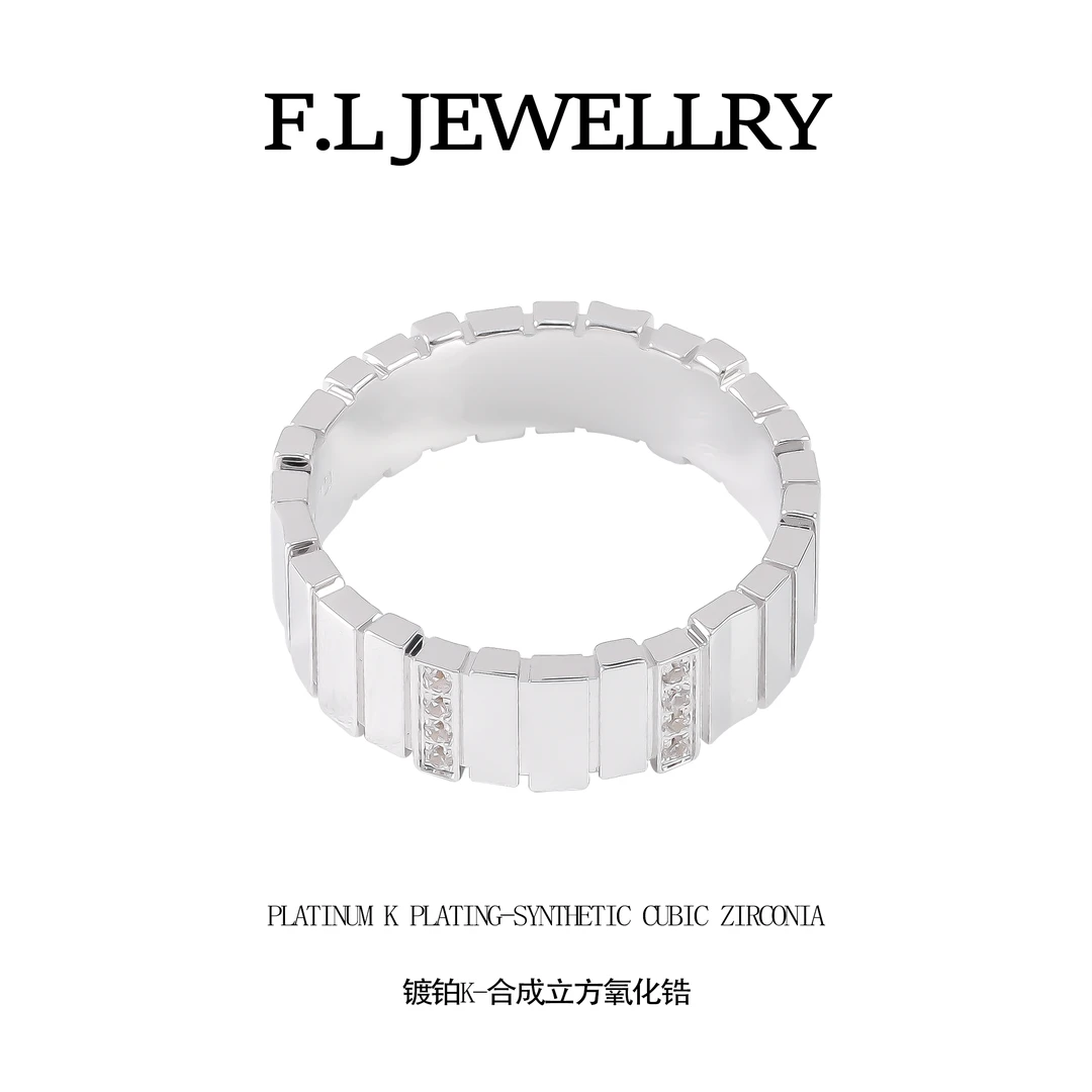 铜合金锆石戒指 CNC精工 轻奢风琴阶梯（间钻/光金）戒指  G066