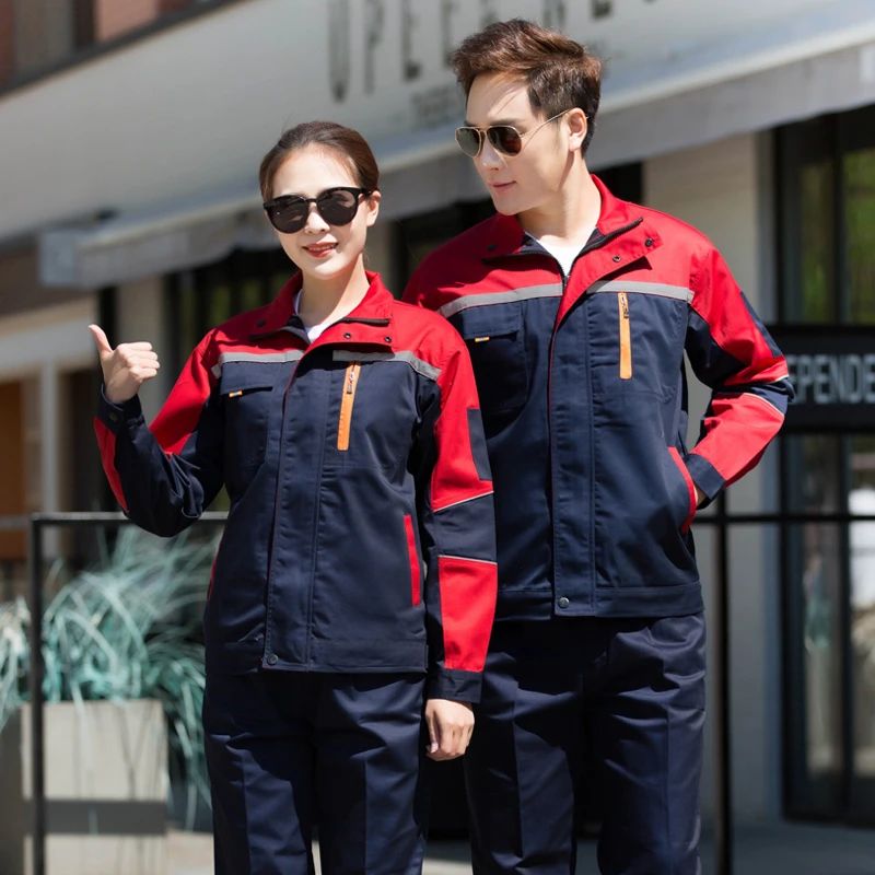 春秋定制耐磨长袖工作服套装男女上衣汽修物业装饰劳保工服加固