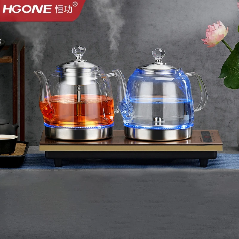 全自动底部上水抽水电热烧水壶玻璃蒸煮茶一体茶台茶具桌几茶炉