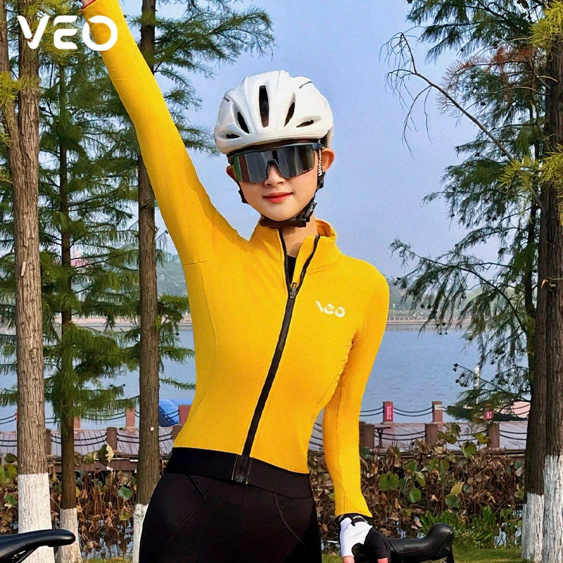 Veobike秋冬抓绒骑行服女山地公路车装备自行车加绒保暖衣服-暖途