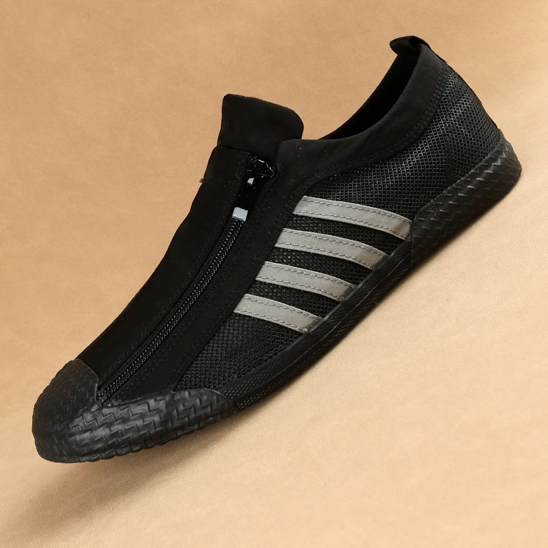 2025夏季冰丝网面透气百搭潮流舒适爆款时尚休闲一脚蹬板鞋男鞋