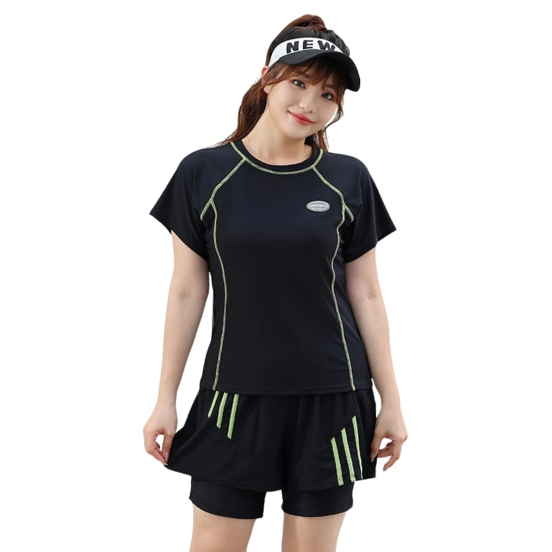 泳衣大码分体夏季泡温泉遮肉显瘦保守速干运动泳装胖mm平角裤游泳