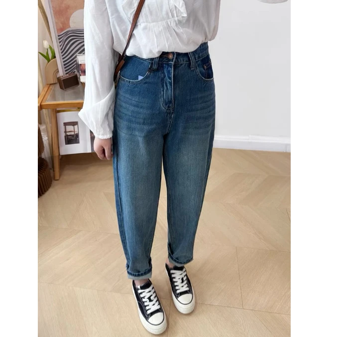 大娟定制秋季宽松显瘦牛仔裤老爹裤女