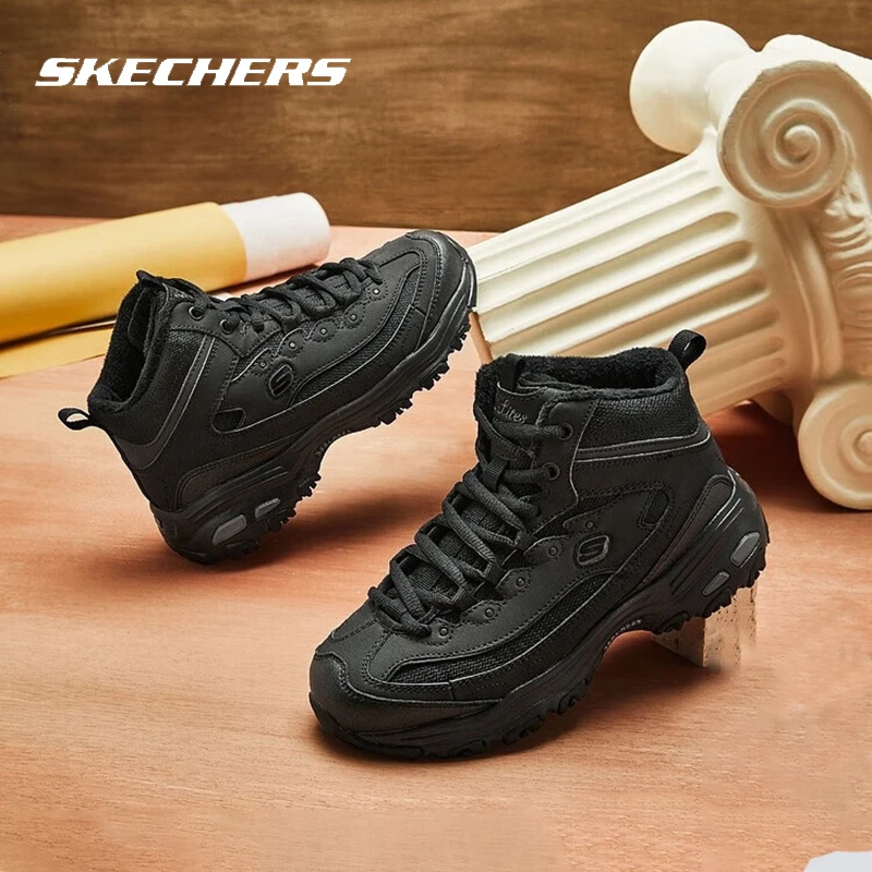Skechers斯凯奇休闲女鞋新款黑色高帮老爹鞋厚底耐磨运动鞋167569