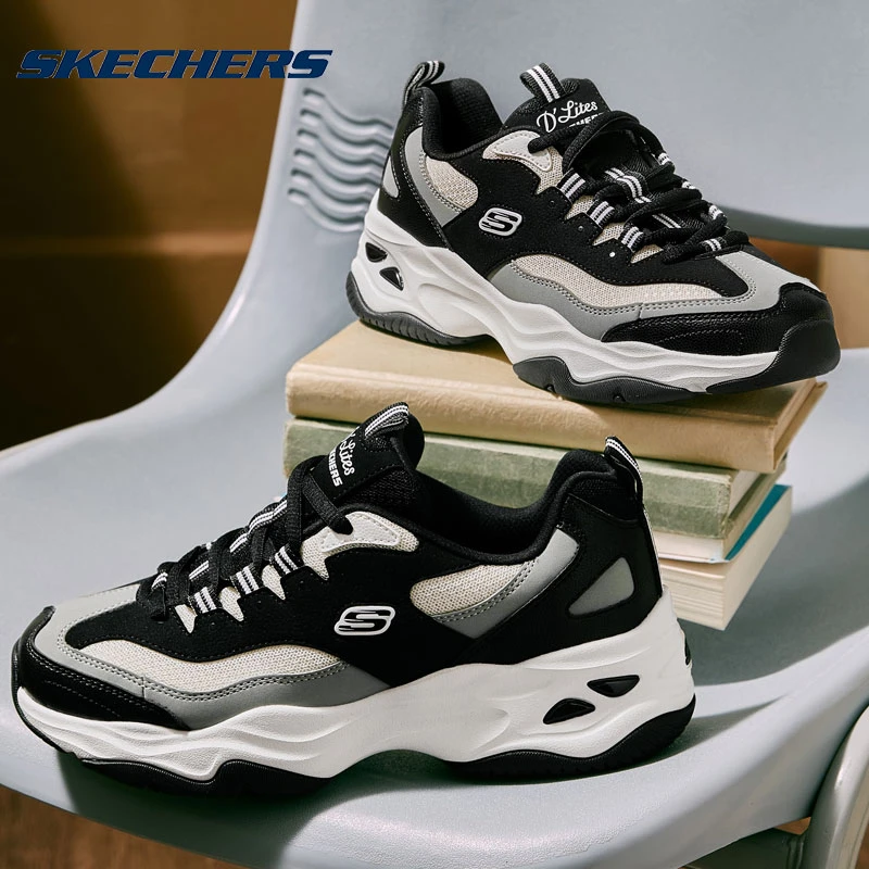 【明星同款】斯凯奇女鞋熊猫鞋新款四代厚底老爹鞋复古运动老爹鞋