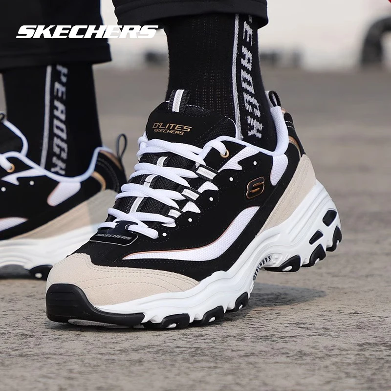 斯凯奇休闲鞋男鞋2025冬季新款黑白金熊猫鞋时尚潮流缓震运动鞋