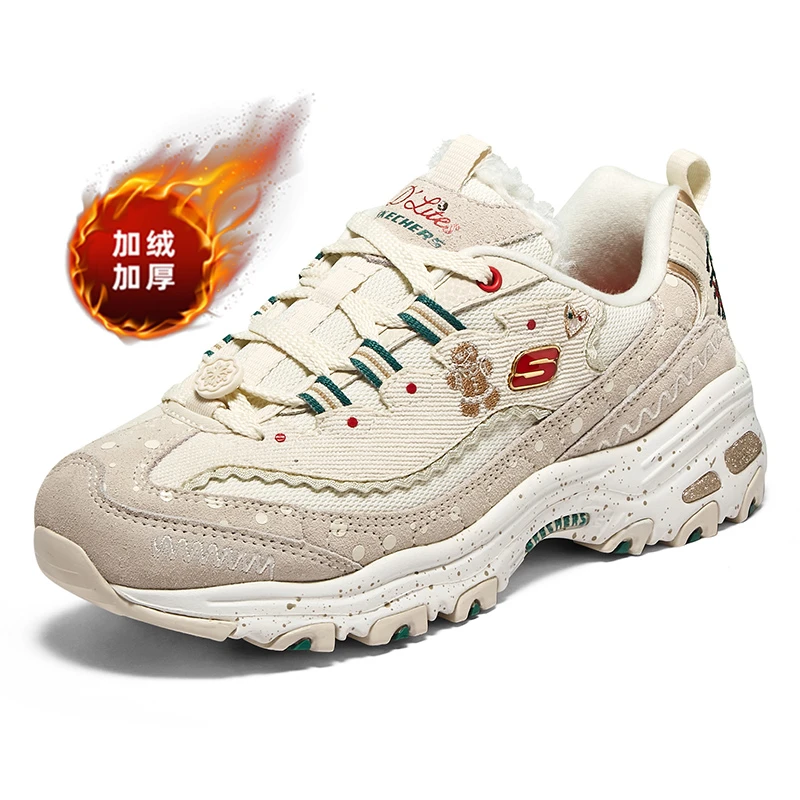 【圣诞加绒款】斯凯奇熊猫鞋女鞋冬季新款加绒厚底老爹鞋时尚运动鞋