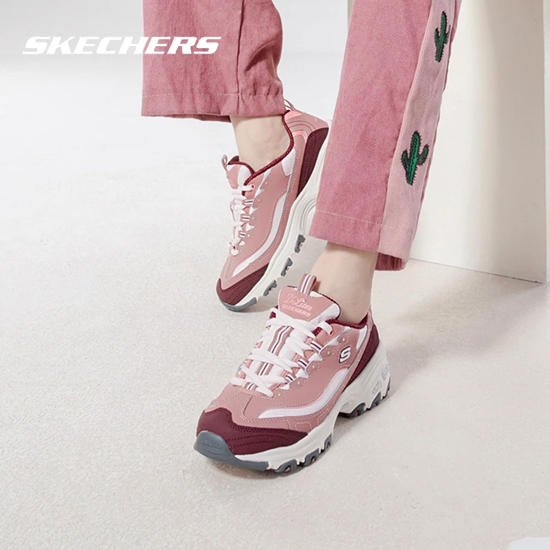 skechers斯凯奇女鞋舒适熊猫鞋秋季厚底缓震老爹鞋轻便透气休闲鞋