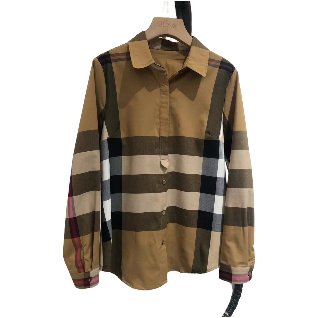 欧货格子衫2023春季新款时尚高品质通勤衫