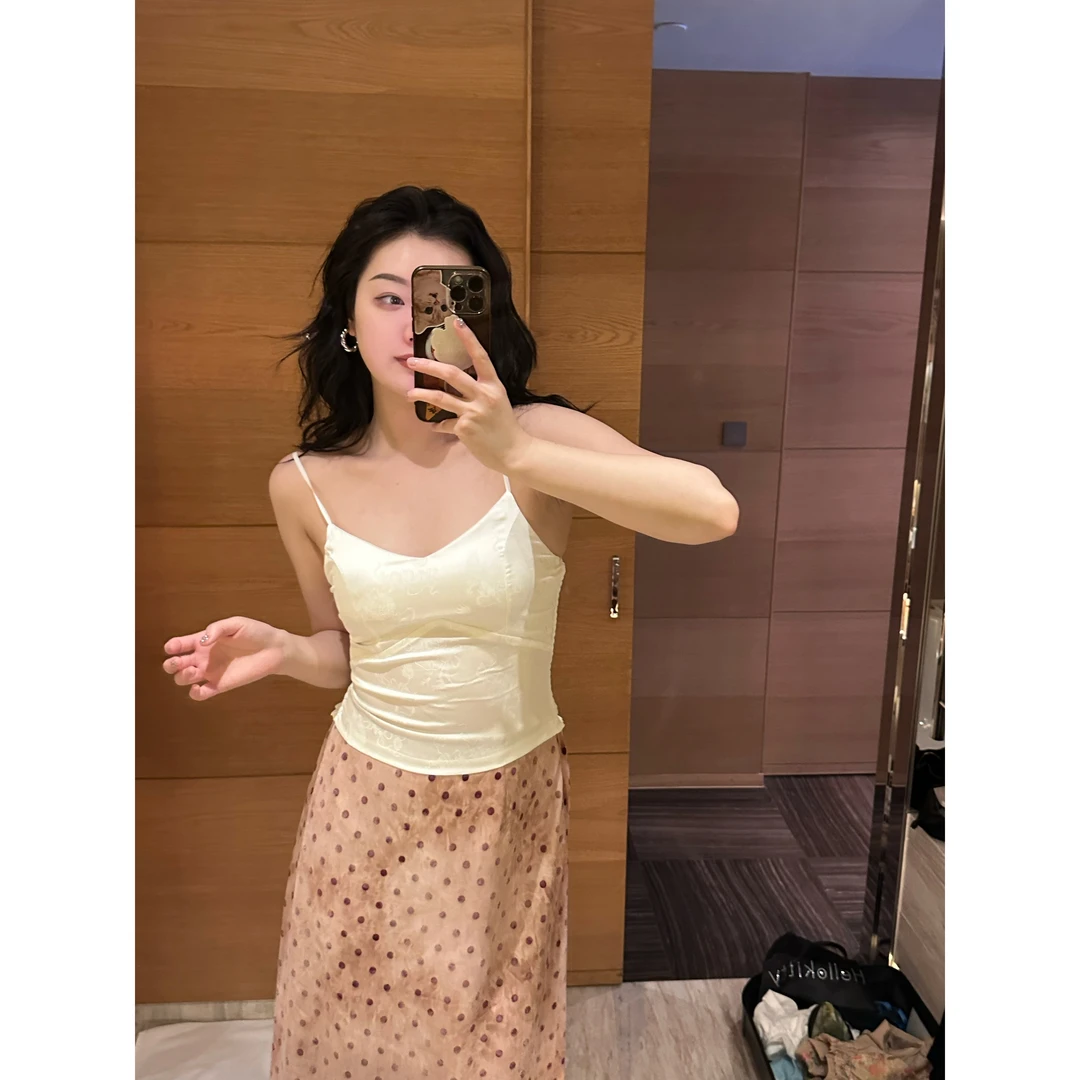 YJR叶老本儿 风蔓 新中式两色提花白色无袖打底吊带上衣YJR394