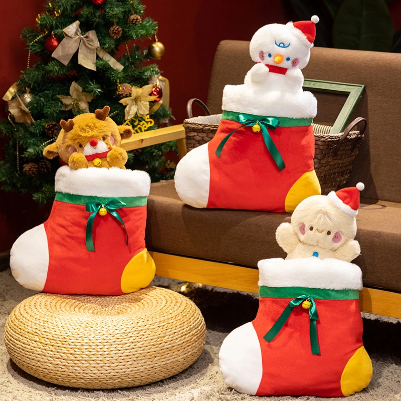 艾斯德圣诞节袜子礼物袋圣诞节装饰平安夜苹果包装礼盒毛绒公仔