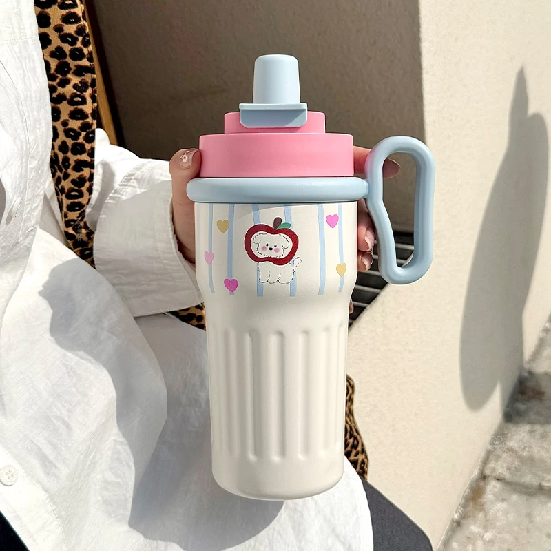 水杯保温杯女生大容量陶瓷内胆2024新款女款冰霸杯不锈钢吸管杯子