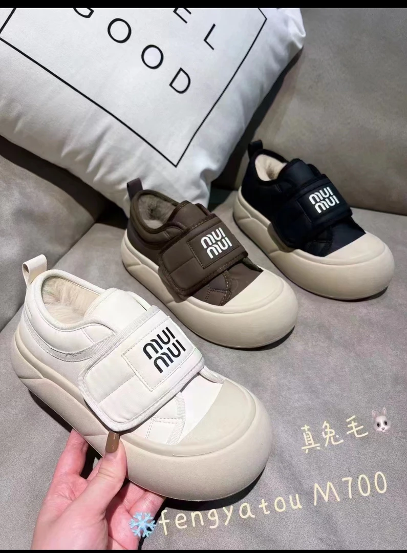 （奶fufu）M700冬季加绒新款爆款保暖厚底小白鞋女面包鞋潮