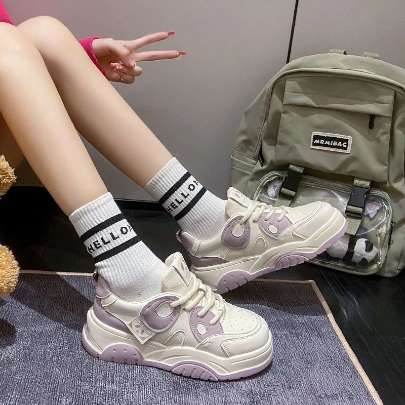 2202黑白熊猫小白鞋女厚底鞋子软底韩版新款板鞋颜控松糕休闲鞋