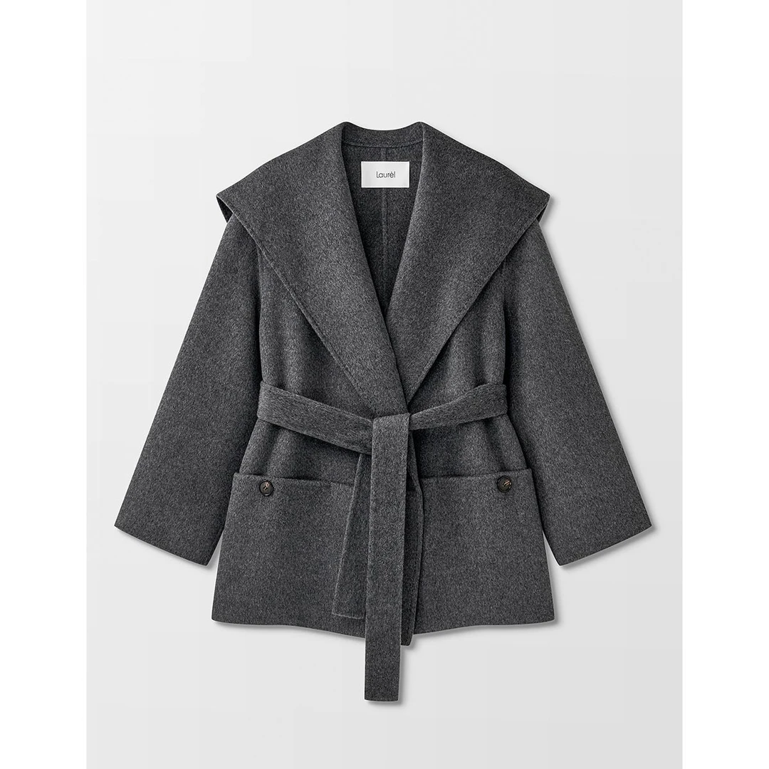 萝家秋冬大翻领一手长直身大衣「红人上新」333D06400