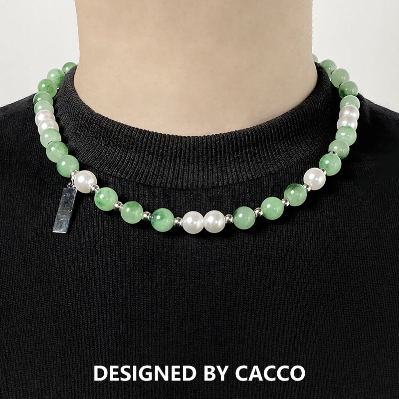 钛钢项链 CACCO 新中式人造玉石珍珠链 小众设计嘻哈高级感锁骨链