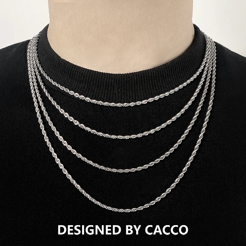 钛钢项链 CACCO 小众设计细款麻花链 欧美嘻哈无性别不掉色锁骨链