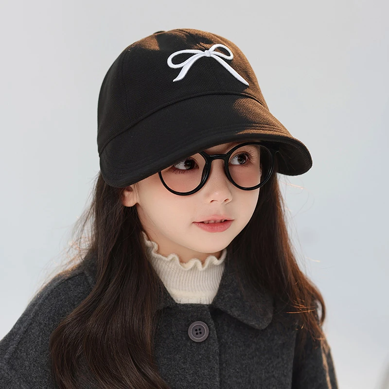 儿童鸭舌帽子男女童春秋季新款蝴蝶结大檐遮阳时尚休闲百搭渔夫帽