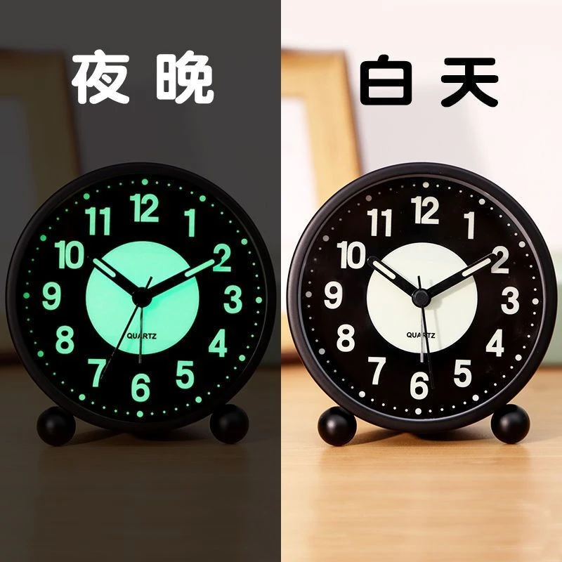 夜光静音闹钟学生简约闹铃网红超大声小闹表卧室床头桌面时钟台钟