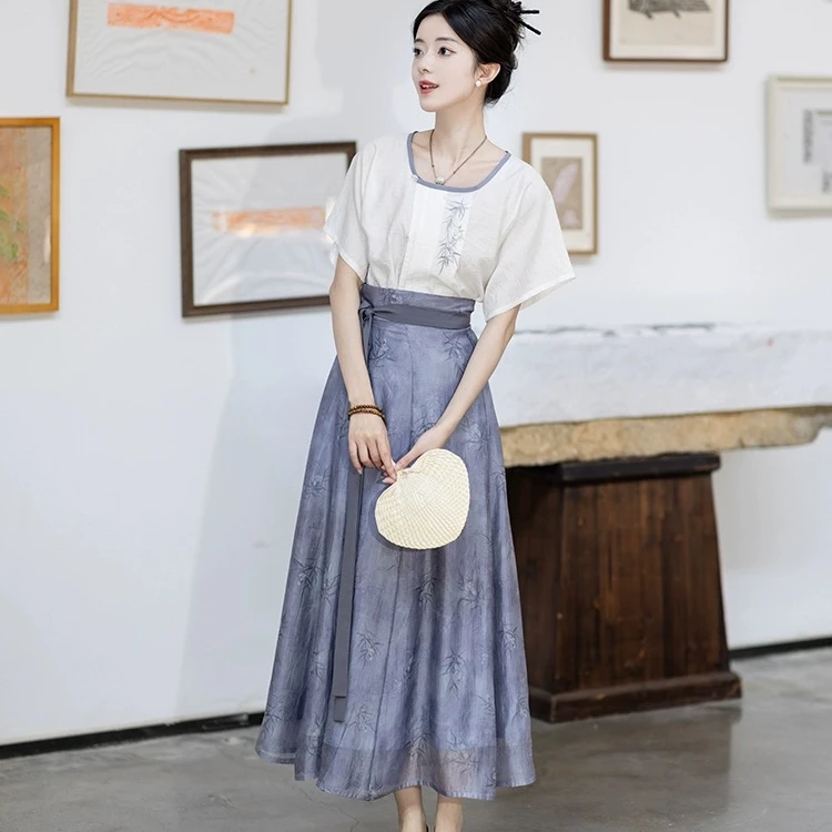 池夏【夏至:引夏凉】唐制人棉褙子交窬裙原创改良汉服女夏日常