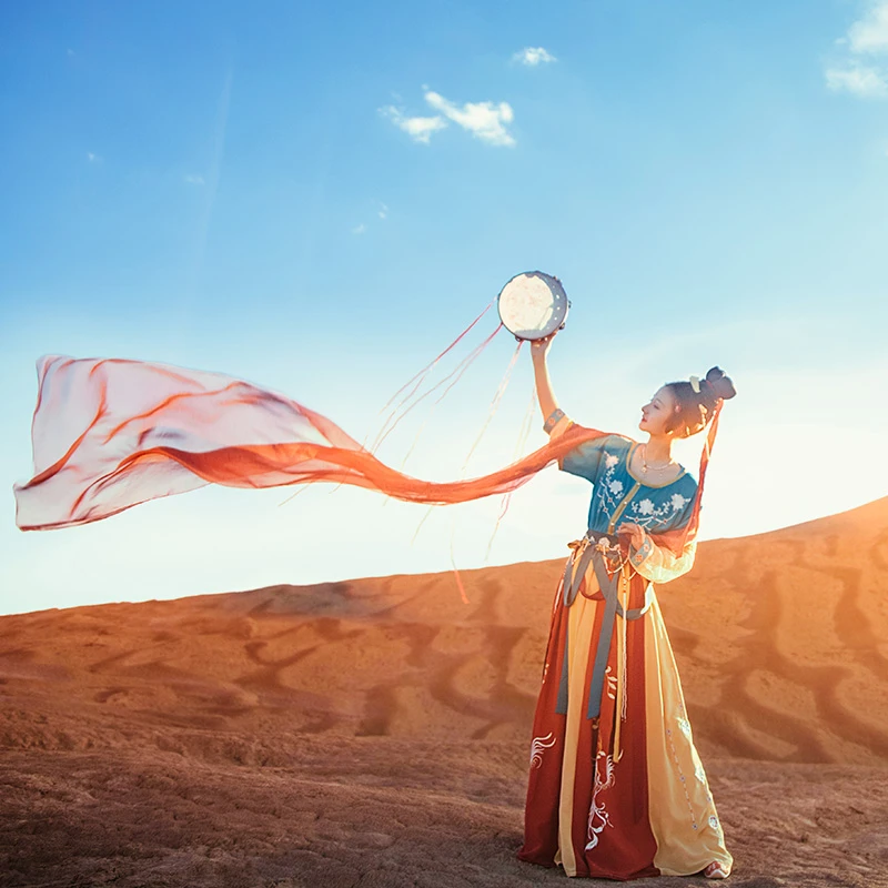 池夏【丝路传奇:青晏】复刻 唐制齐腰坦领襦裙敦煌原创改良汉服女