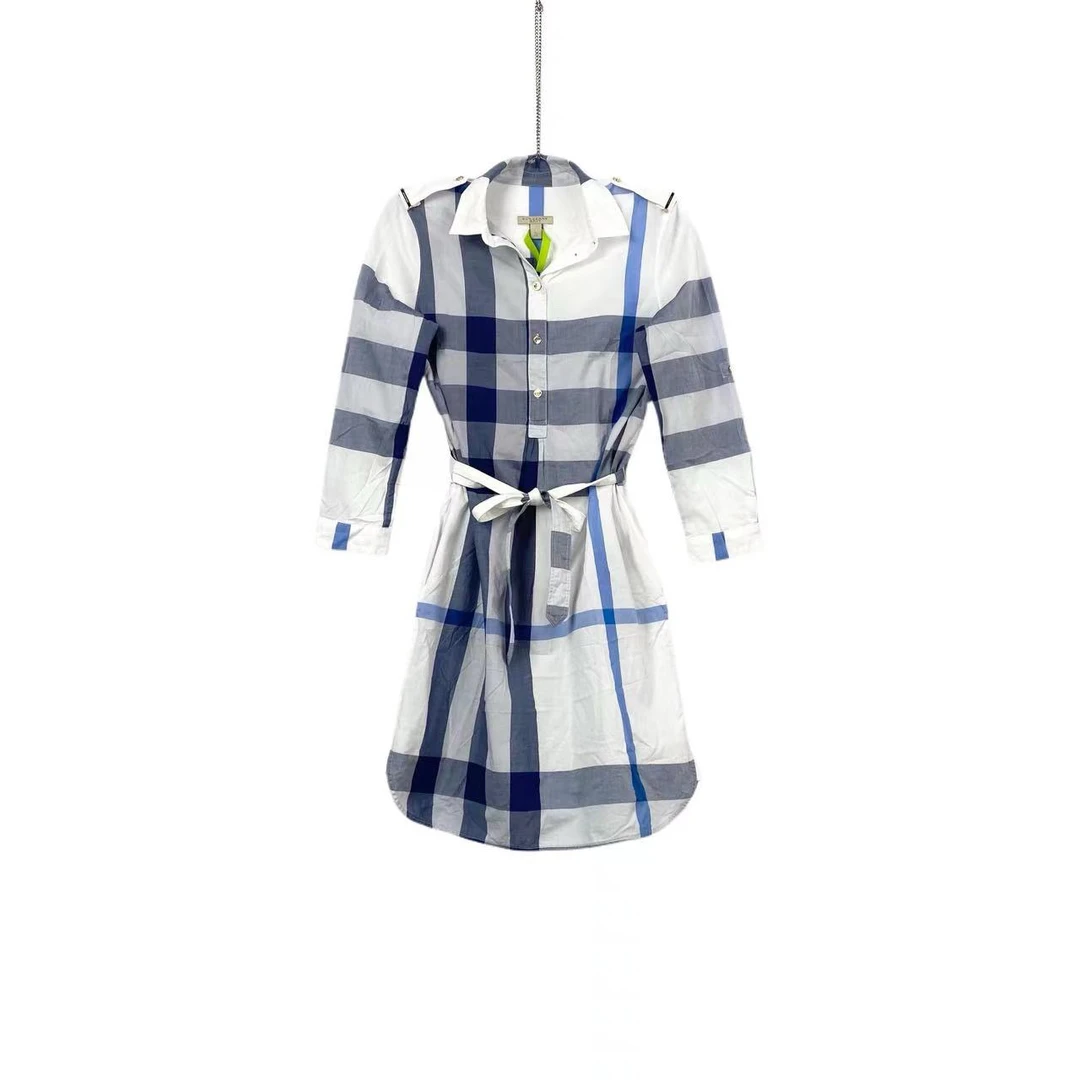 BURBERRY/博柏利jp0031  蓝色格纹连衣裙 36码