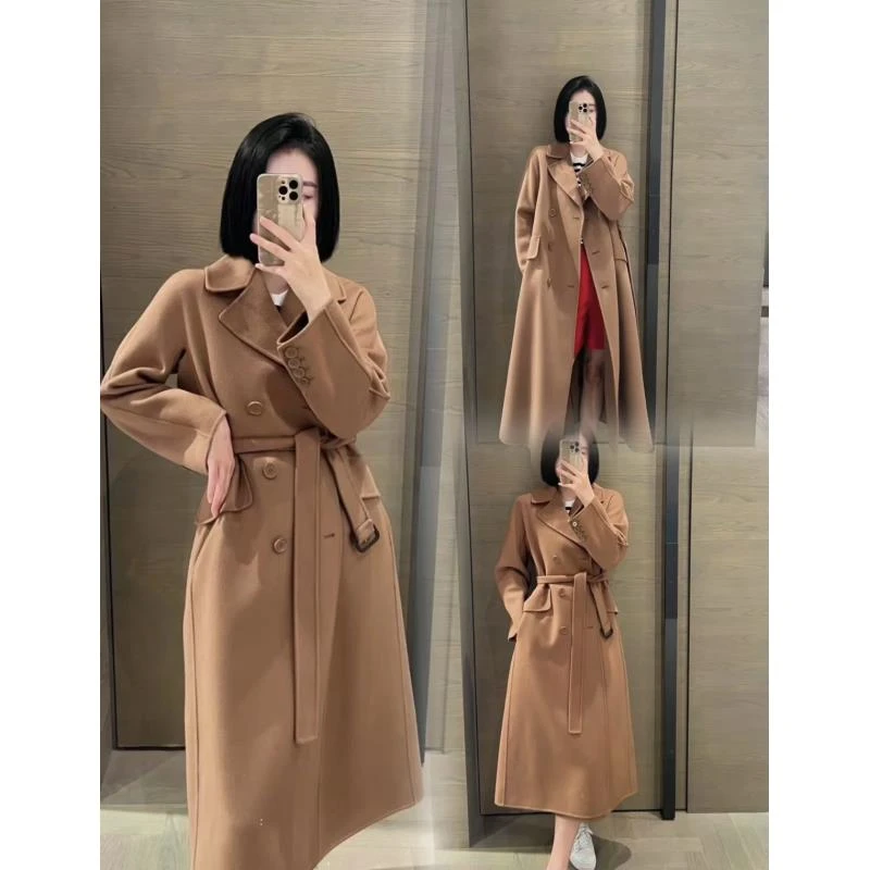 MaxMara wc0120 驼色腰带双排扣大衣 38码