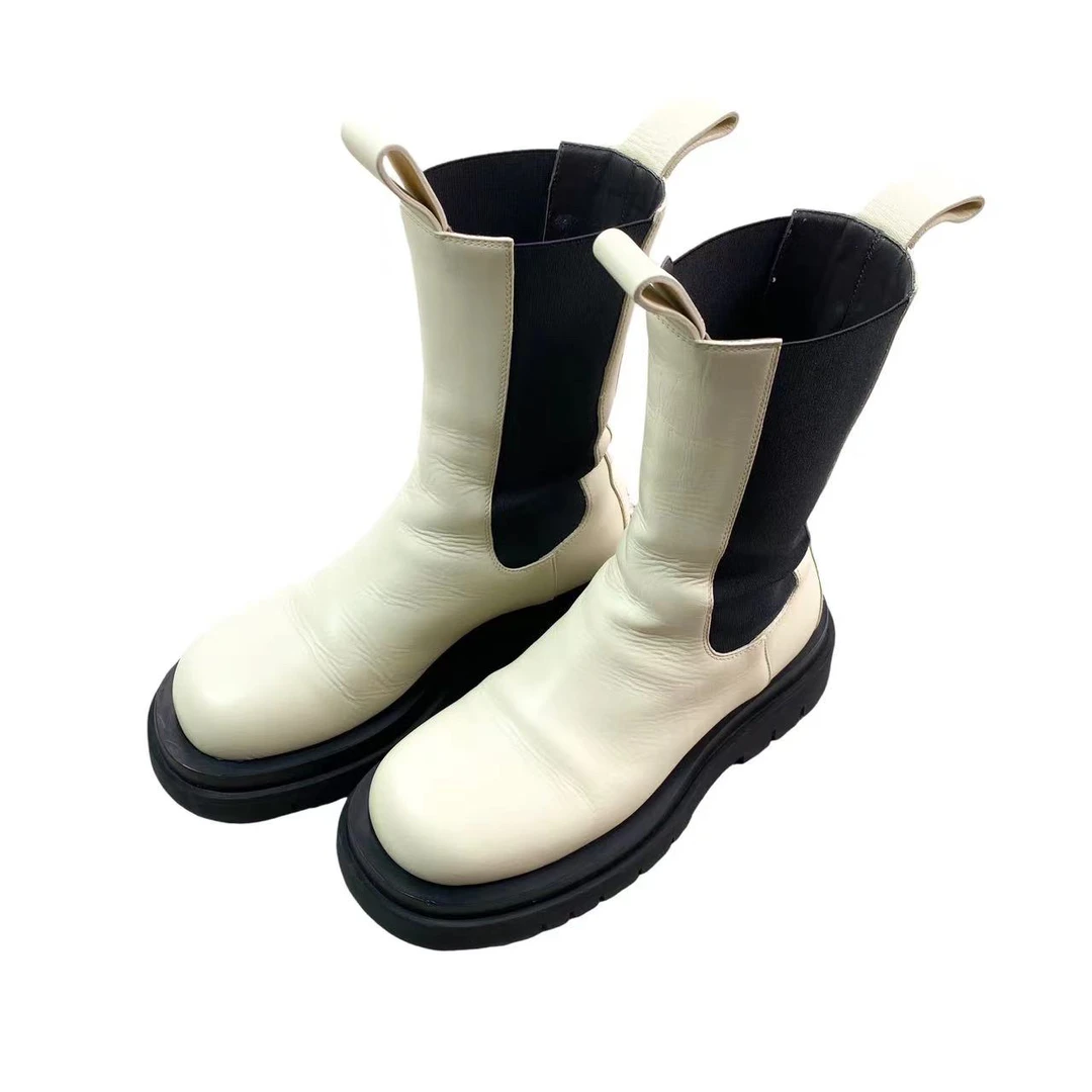 95新 BOTTEGA VENETA/葆蝶家  bb0623 黄色中筒靴经典靴子 35.5码