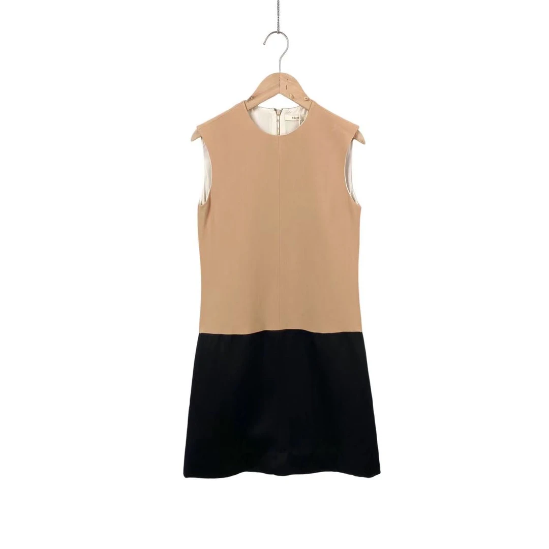 Celine/思琳 aa0297 拼色连衣裙 34码 市场价5400 95新