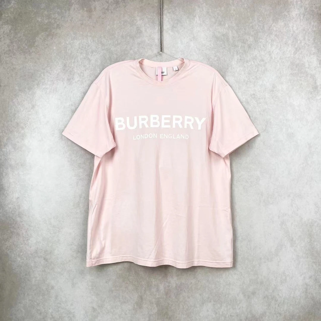 BURBERRY/博柏利23110 粉色logo短袖 M码