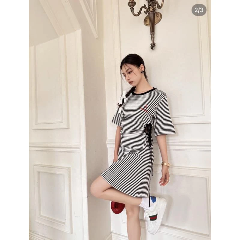 GUCCI/古驰jm0155 条纹船锚刺绣logo连衣裙 S码