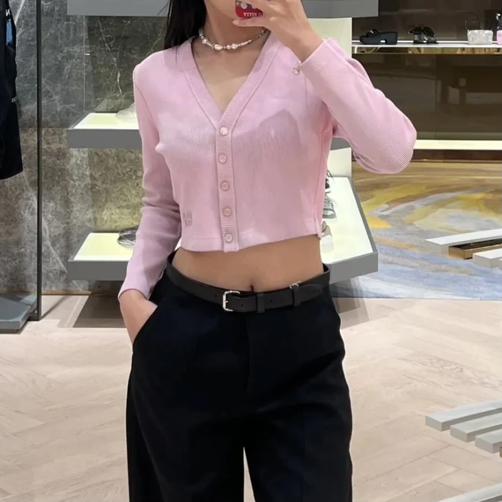 ALEXANDER WANG bb0011  粉色logo开衫 s码
