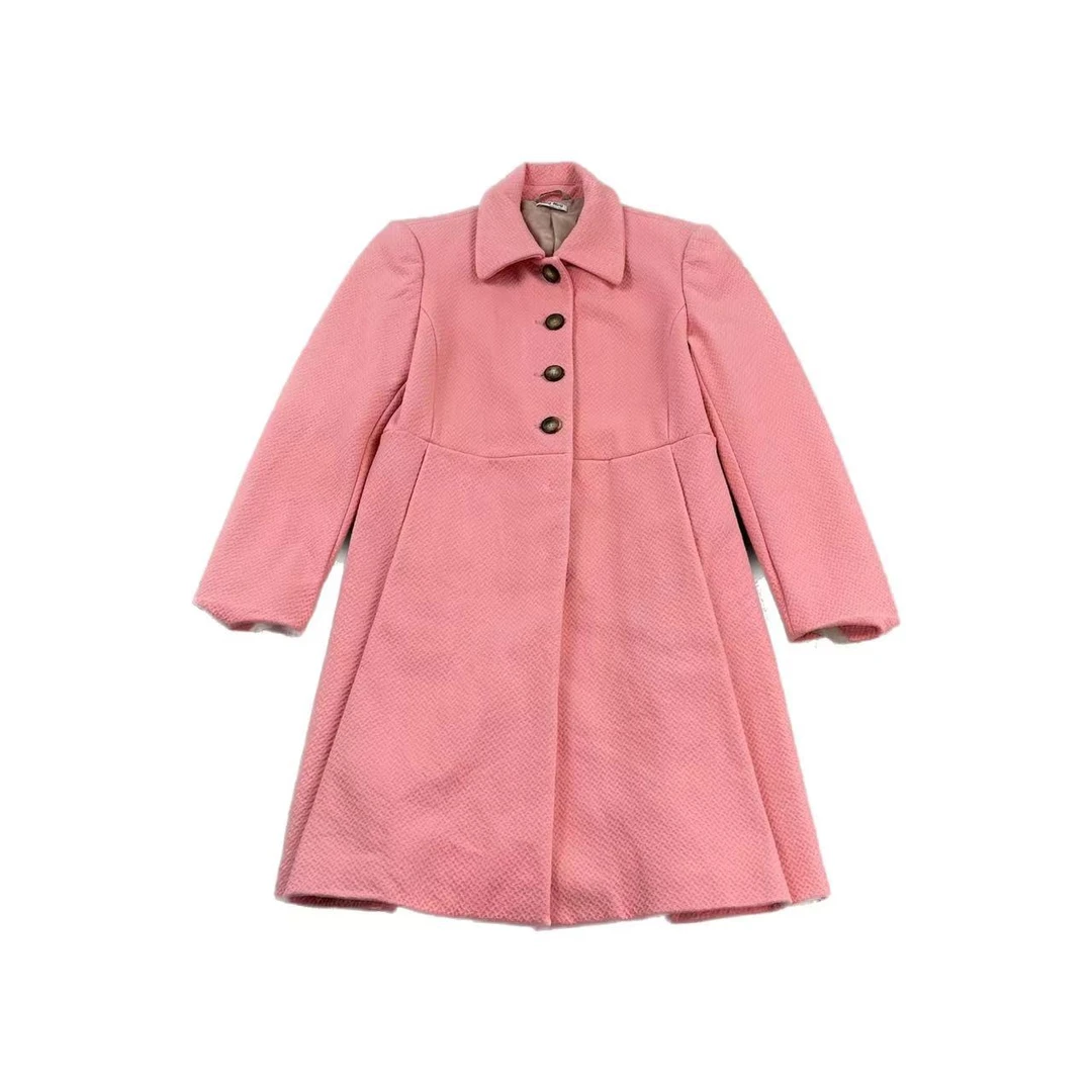 miumiu/谬谬6979  粉色暗格大衣 40码