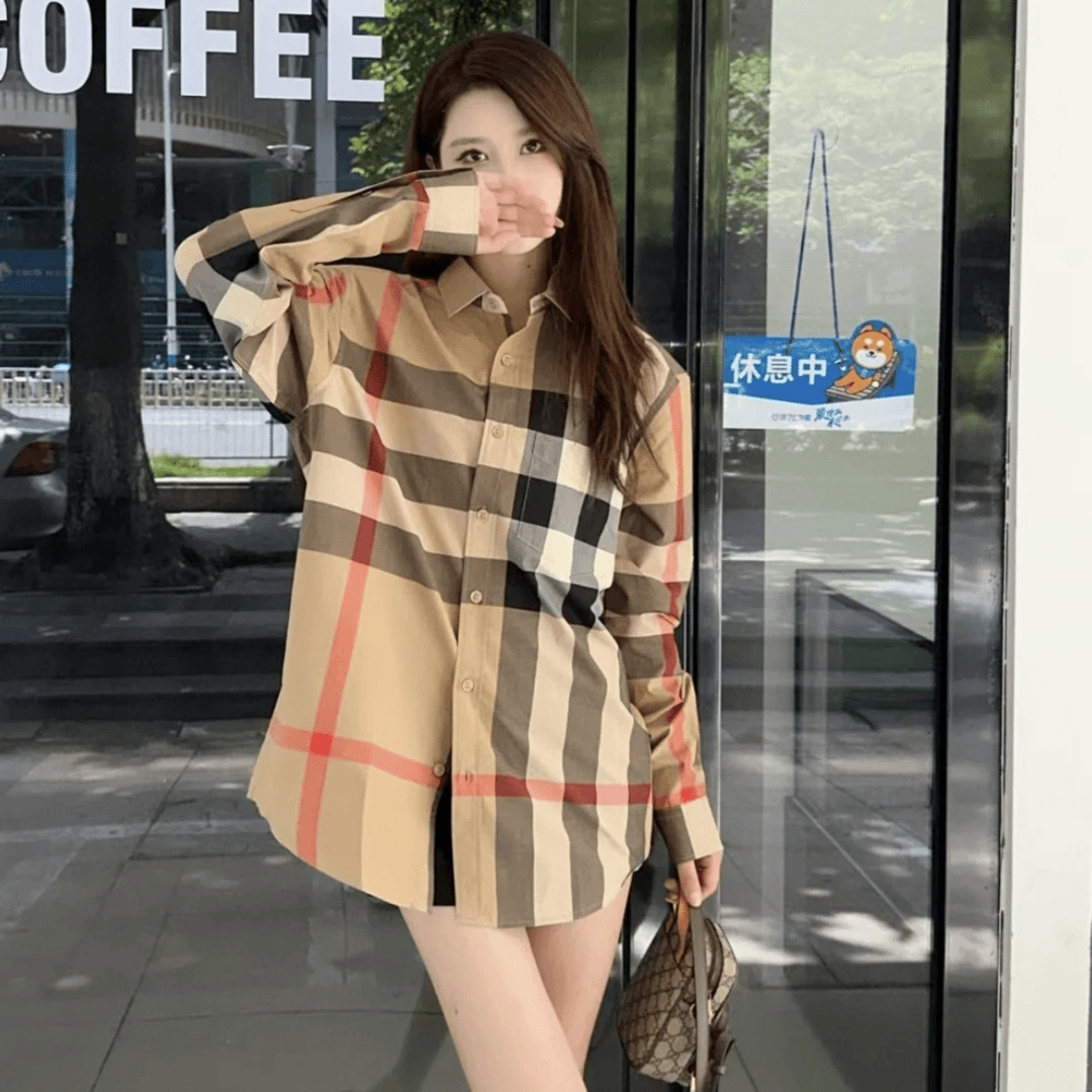 BURBERRY/博柏利 zx0009 经典格纹衬衫 m码