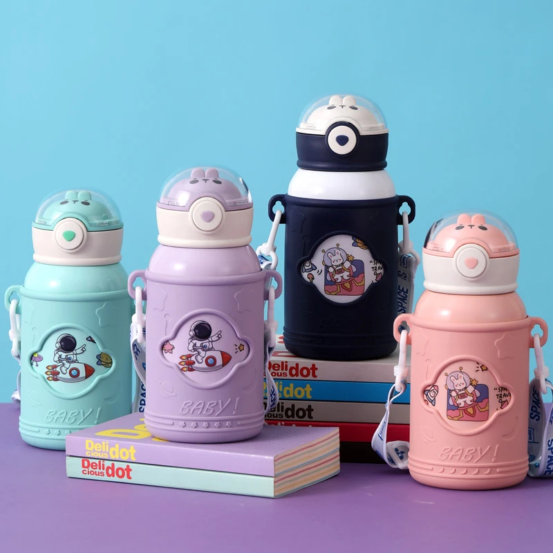 开学季500ML儿童保温杯吸管水杯316不锈钢上学幼儿园水壶JX008