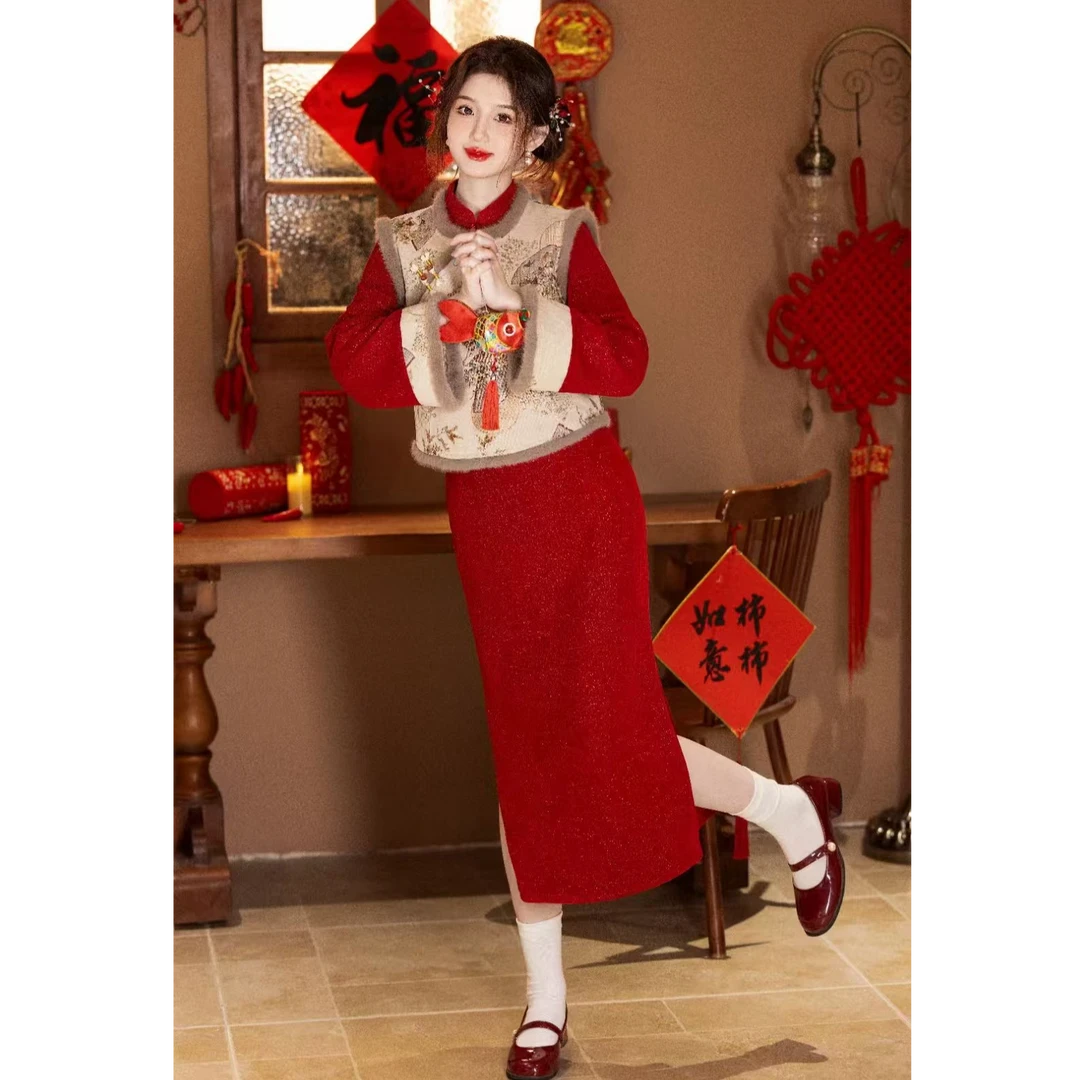 中国风秋冬款港风复古小个子气质传统款微胖女生旗袍