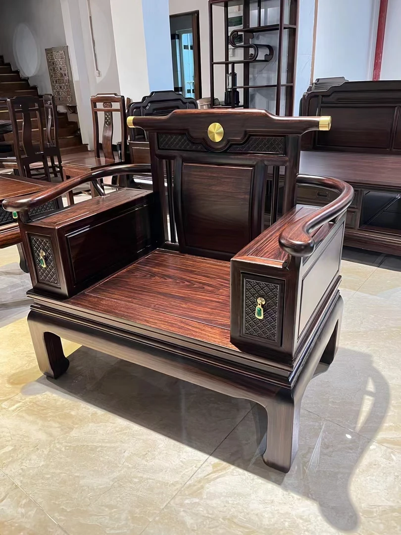 【新中式123五件套木沙发】全原木榫卯结构  别墅沙发 木质轻奢沙发