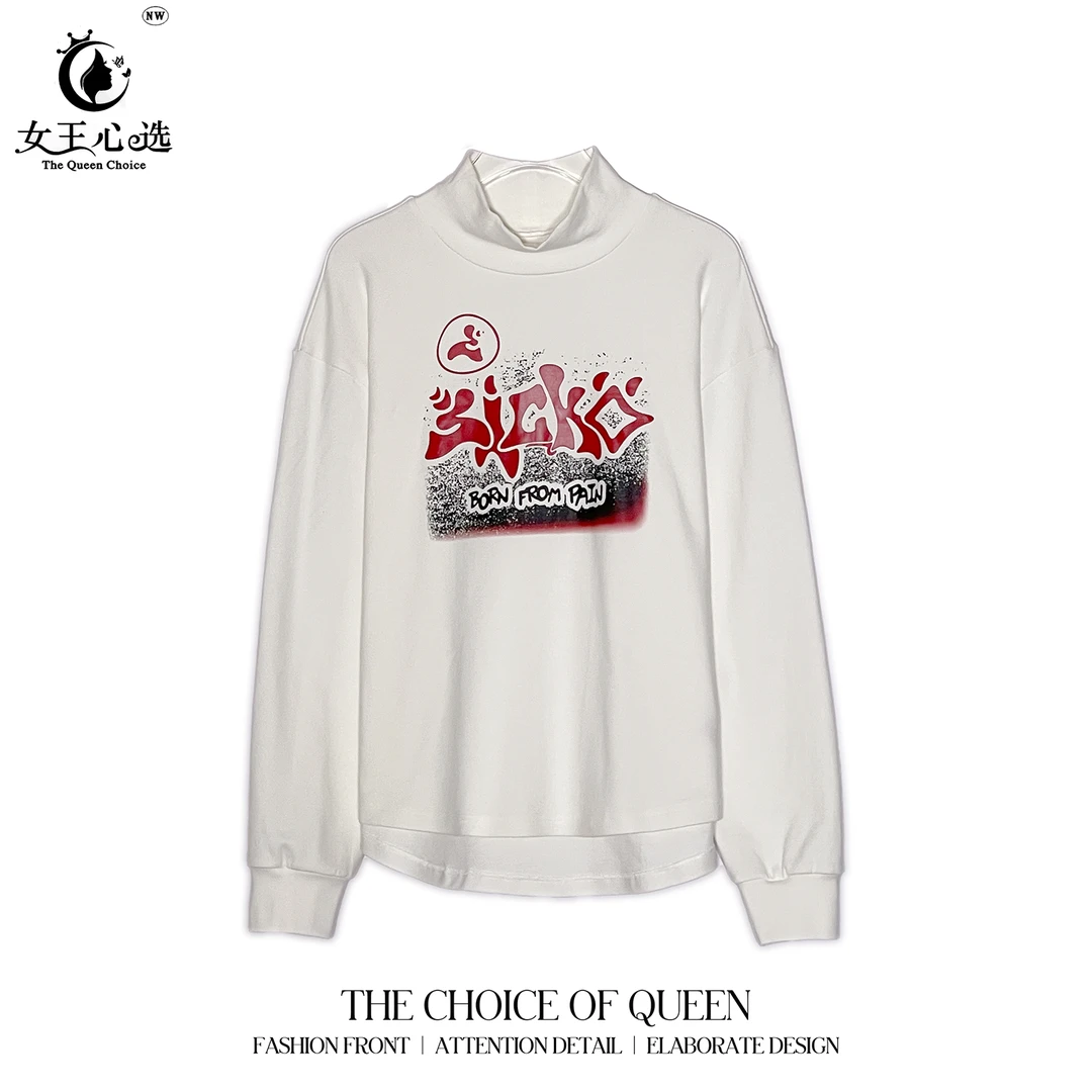 棉加绒【衣圆圆】D99895秋季新款字母爆款定制时尚长袖高领打底