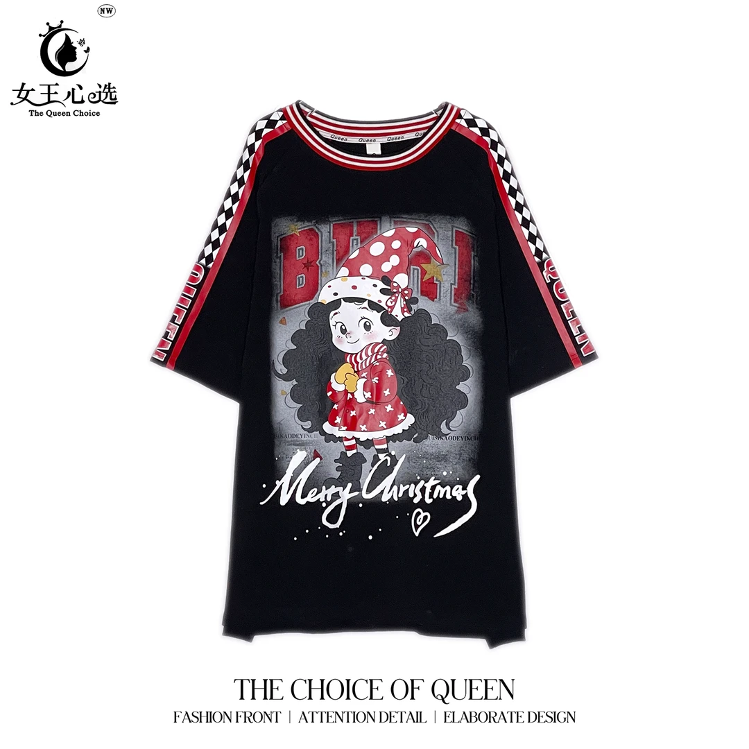 磨毛加厚【衣圆圆】D9A256北方冬季宽松小女孩短袖圆领T恤