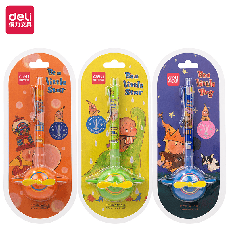 Deli/得力奇幻梦想家速干按动学生中性笔0.5mmST头(黑)高考毕业季