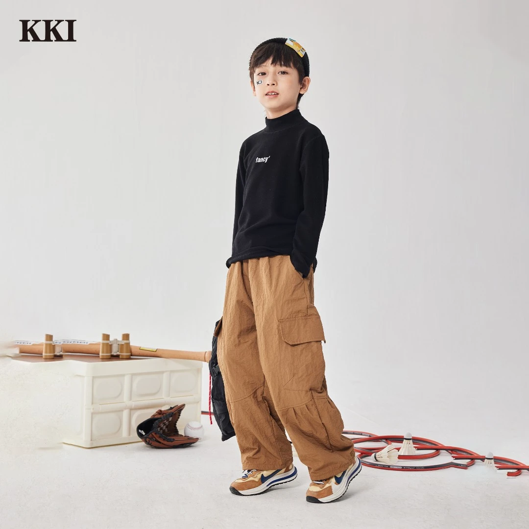 【KKI】（锦纶防水工装裤）设计款男童冬季加绒款中大童宽松时尚百搭