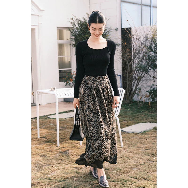 【特价捡漏】月光曲半裙 重工麻骨绳*亮片绣|波光粼粼复古A字长裙