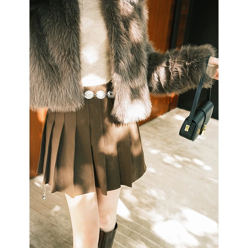 【特价捡漏】金棕百褶裙 千禧辣妹学院风半身短裙美洋MEIYANG夏季