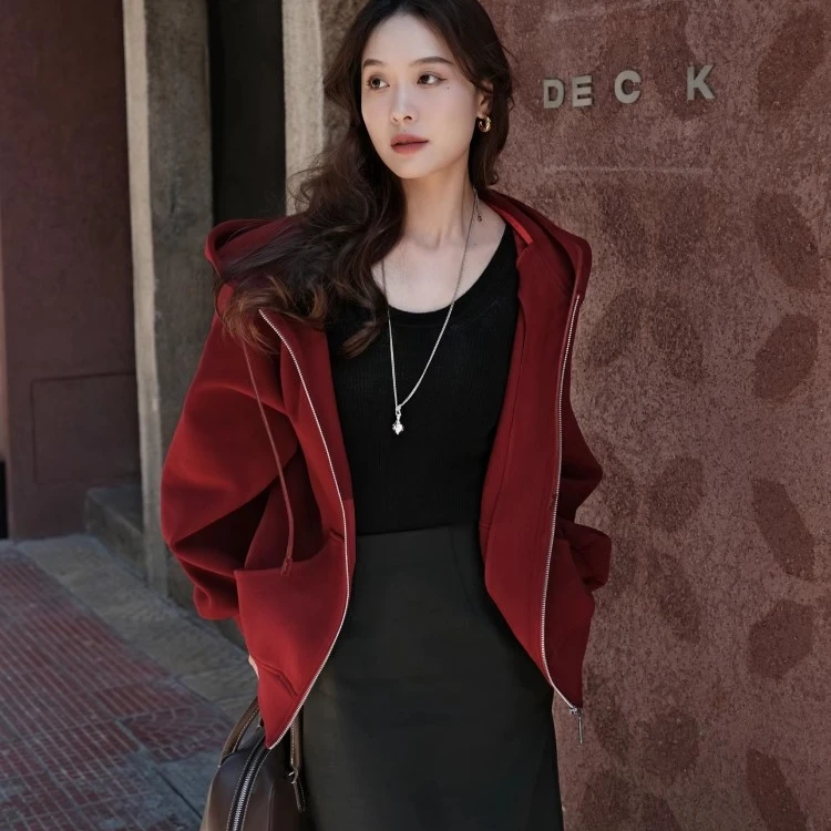 A【秋冬优选】黑糖戚风卫衣防风蓄热锁温|仿羊绒毛呢外套美洋